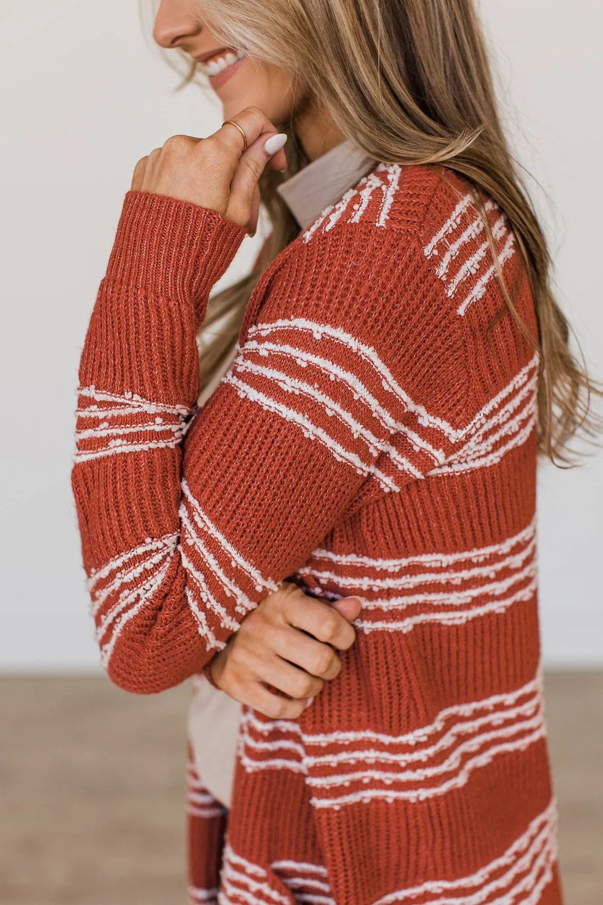 Misty Mornings Knit Cardigan- Rust