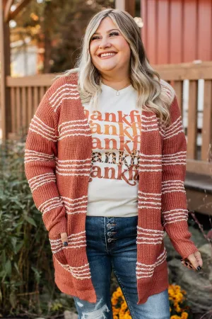 Misty Mornings Knit Cardigan- Rust