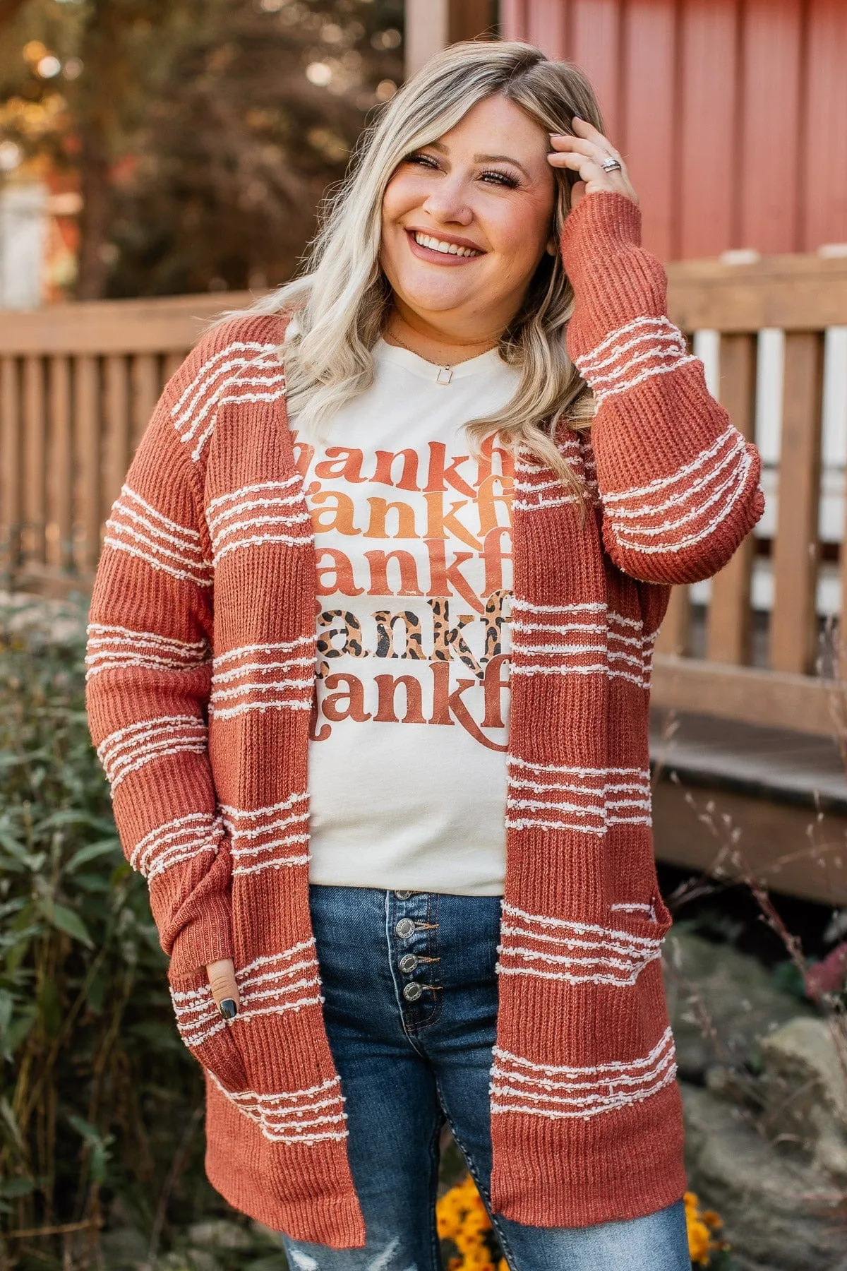 Misty Mornings Knit Cardigan- Rust