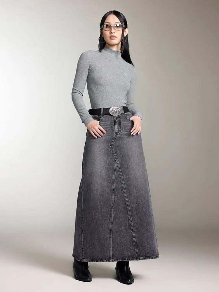 Mock Turtleneck Printed Long Sleeves T-Shirt