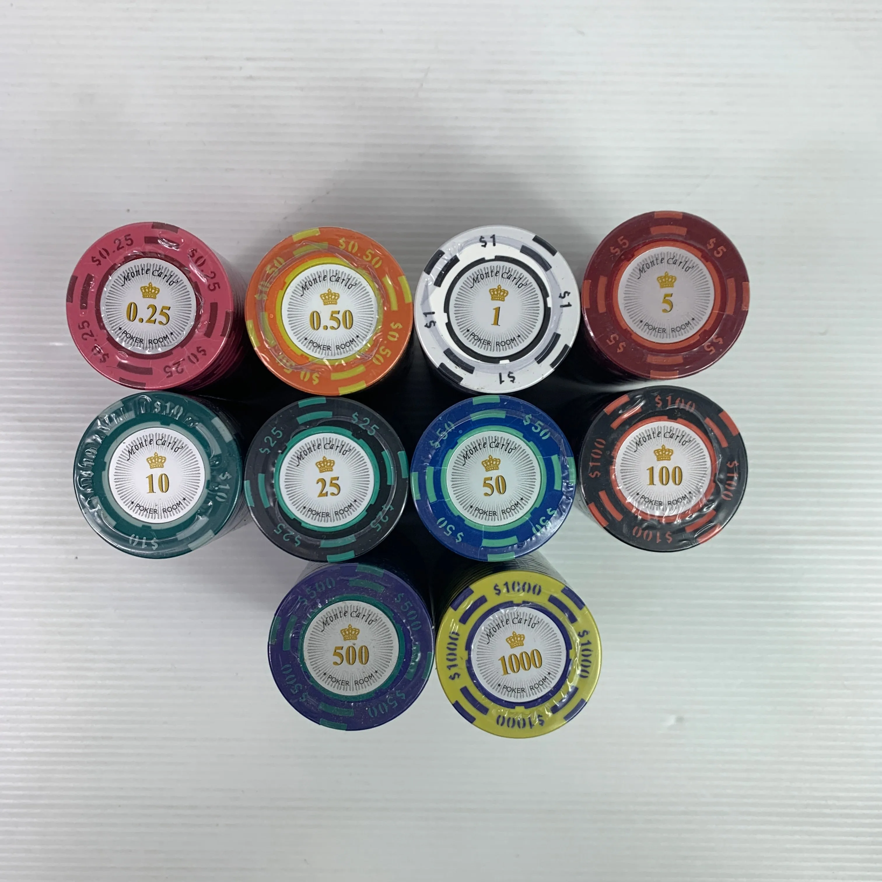 Monte Carlo Crown 500pce Cash Poker Premium Clay Chip Set 14g w/ Case