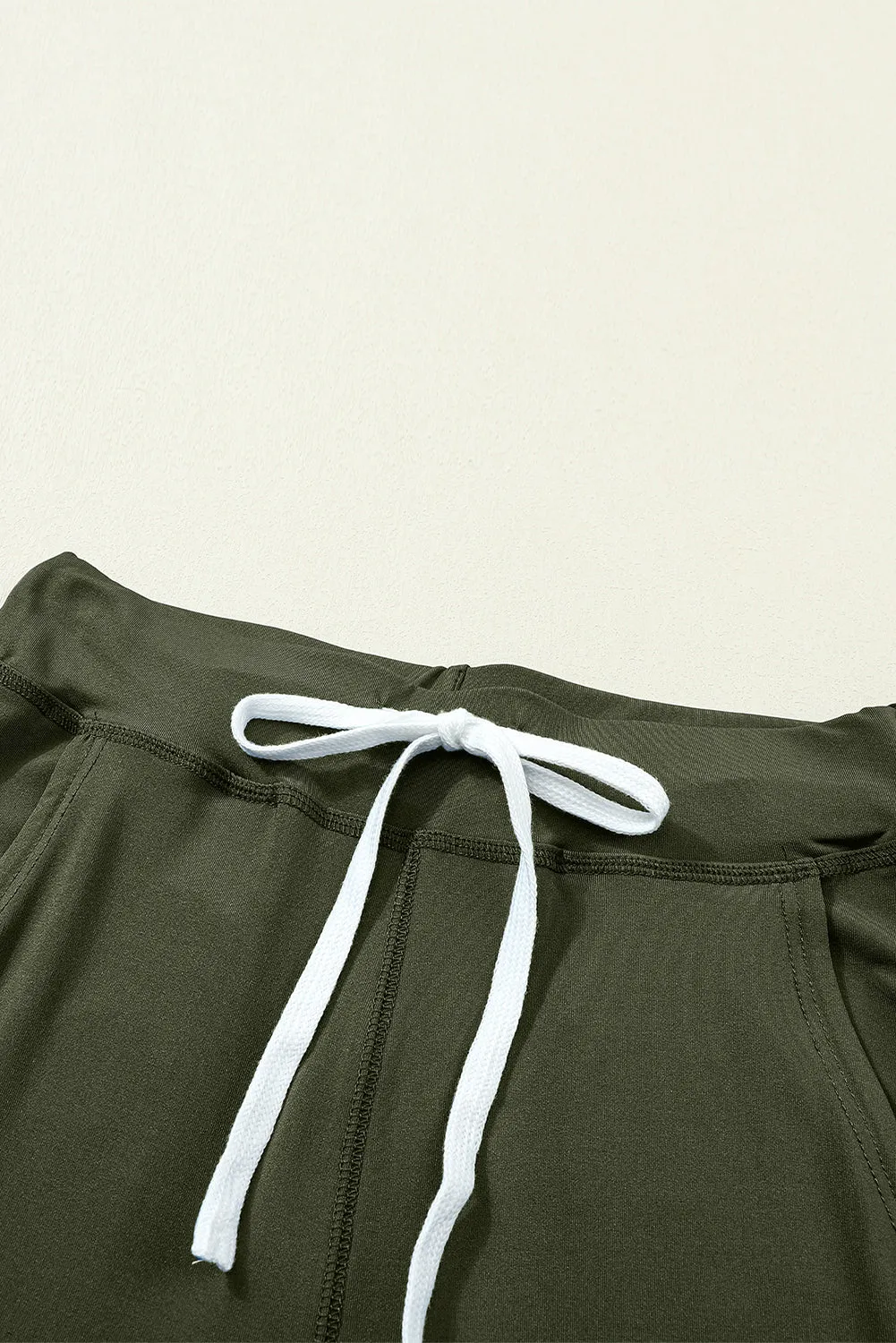 Moss Green Drawstring Waist Pocketed Joggers