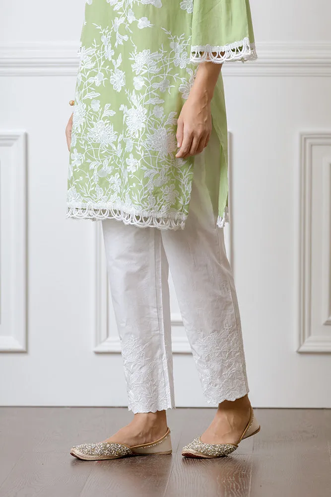 Mulmul Cotton Floral Embroidered Pyajama