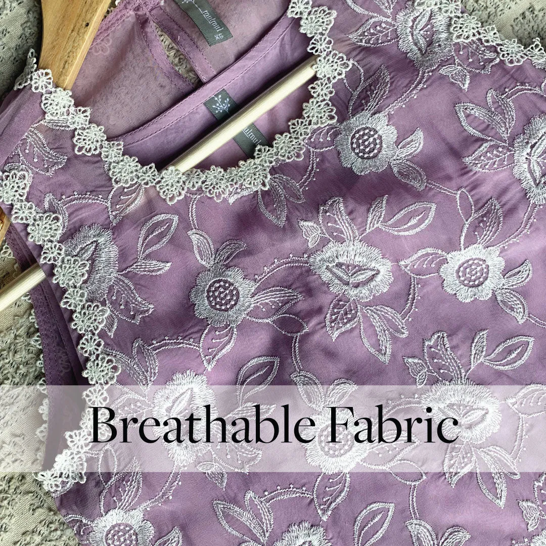 Mulmul Organza Cleo Lilac Kurta With Cotton Cleo Lilac Bell Bottom