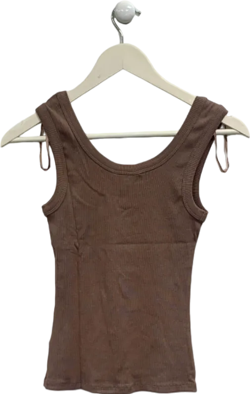 New Look Brown Wide Trim Top UK 6
