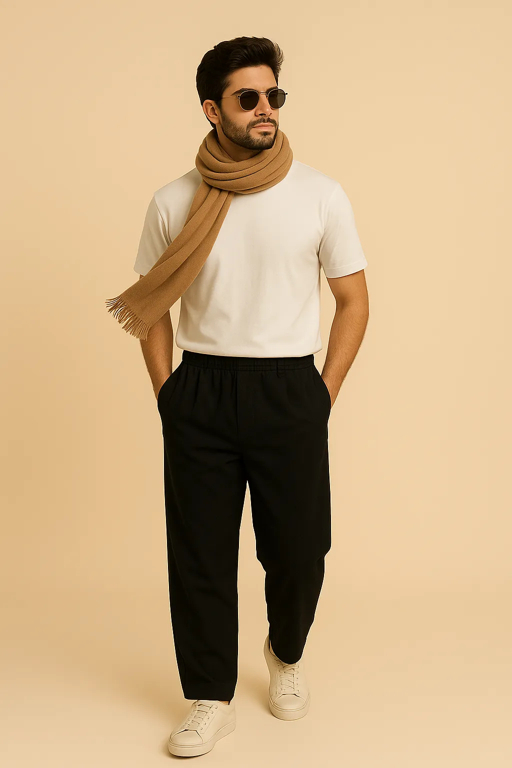 Noir Elegance Relaxed-Fit Trousers – Black