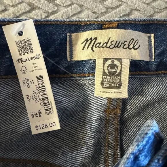 NWT Madewell Low Slung Straight Denim Pants Blue Size 23