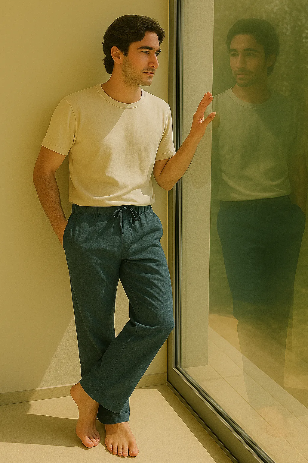 Ocean Breeze Relaxed-Fit Trousers – Sky Blue