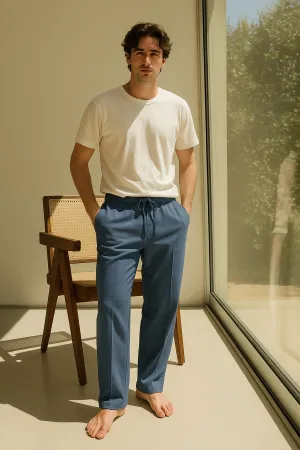 Ocean Breeze Relaxed-Fit Trousers – Sky Blue