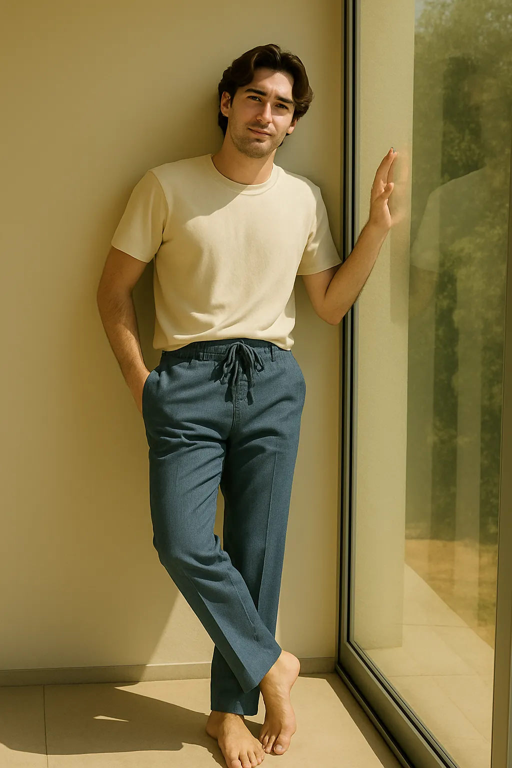 Ocean Breeze Relaxed-Fit Trousers – Sky Blue
