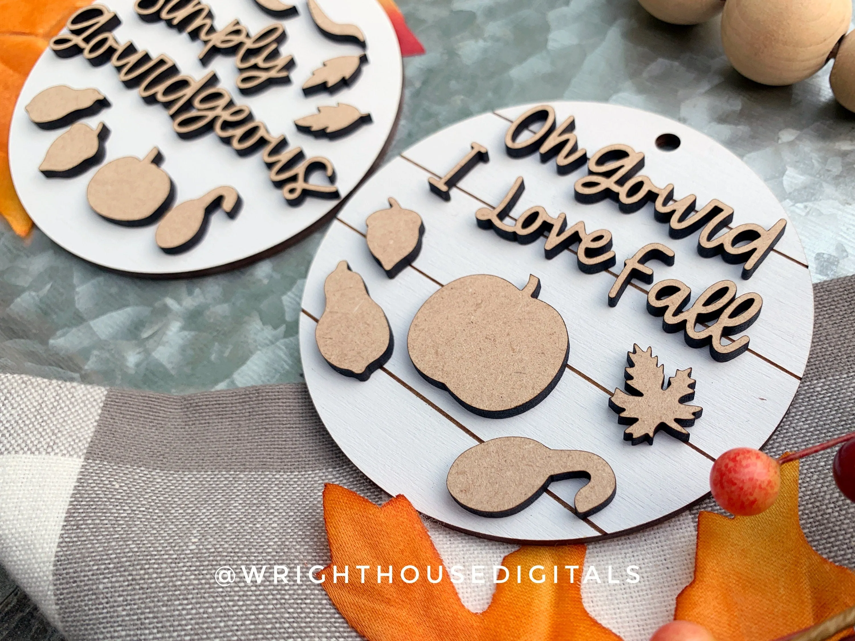 Oh Gourd I Love Fall and Simply Gourdgeous Fall Traditions Mini Ornament Set - For Cutting Machines and Glowforge Lasers - Digital SVG File