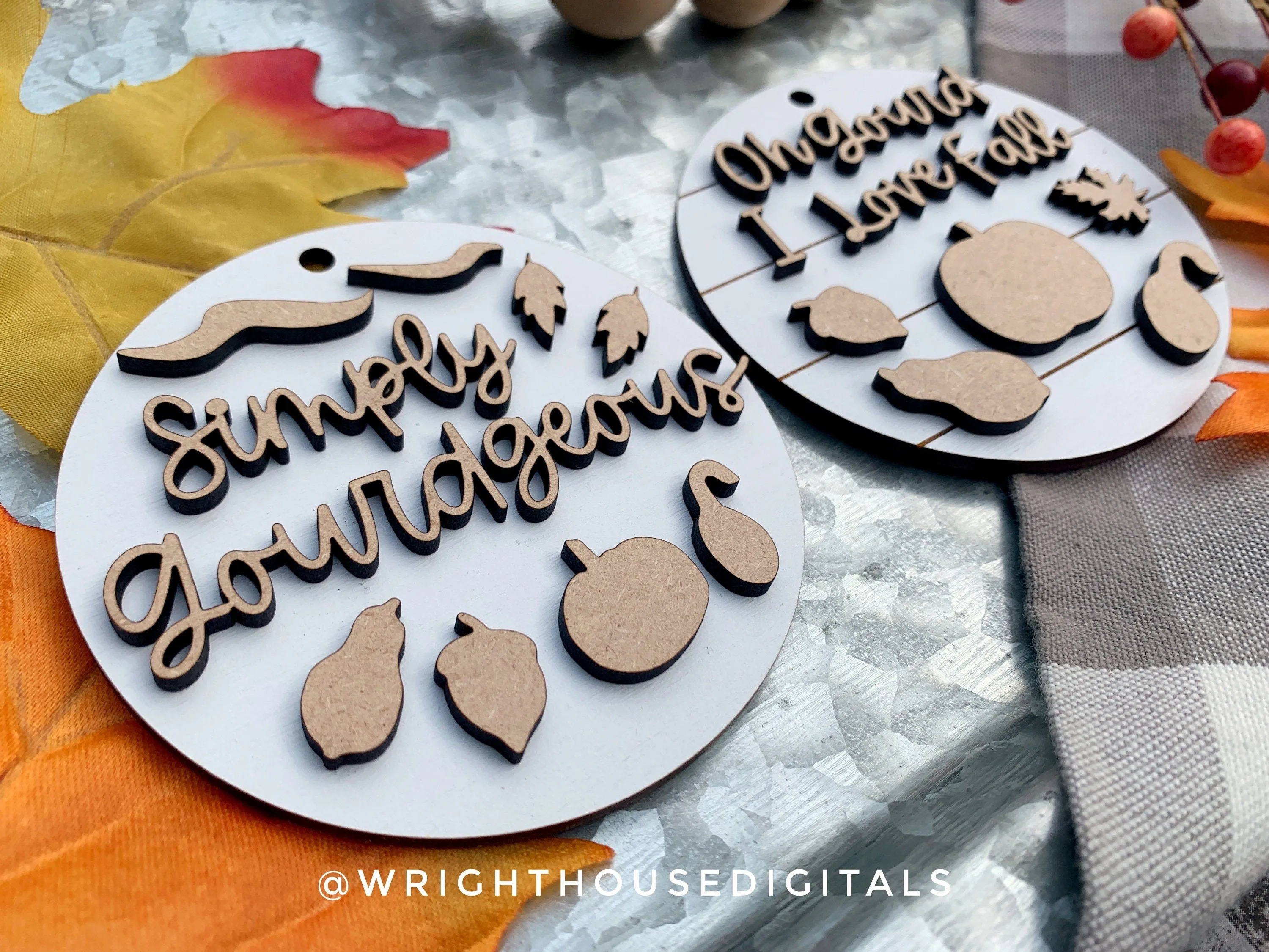 Oh Gourd I Love Fall and Simply Gourdgeous Fall Traditions Mini Ornament Set - For Cutting Machines and Glowforge Lasers - Digital SVG File