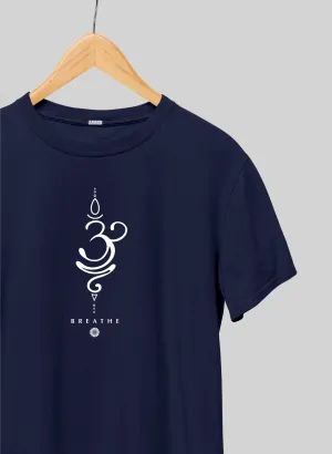 Om Navy Blue Half Sleeve T-Shirt