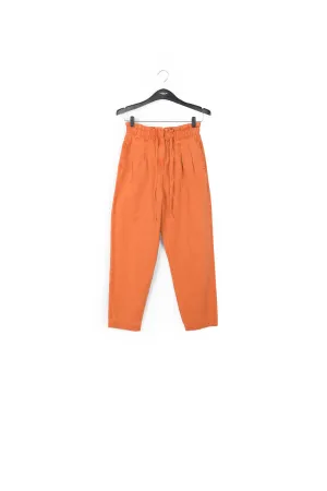 Orange cotton tapered pants
