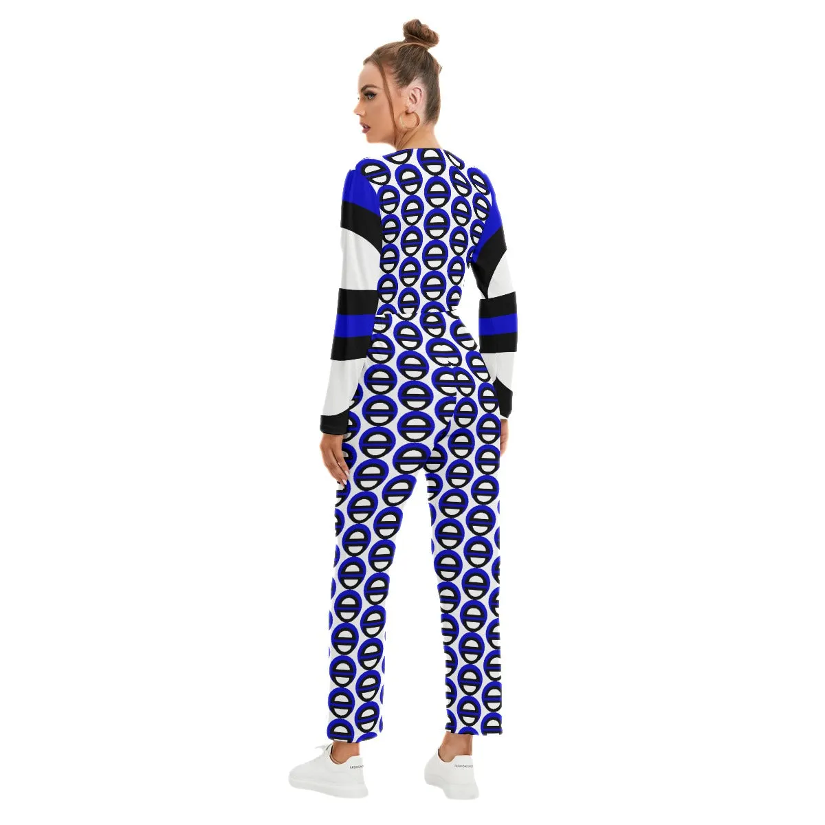 Origen Destination |Blu-Light Women's V-neck High Waist Jumpsuit