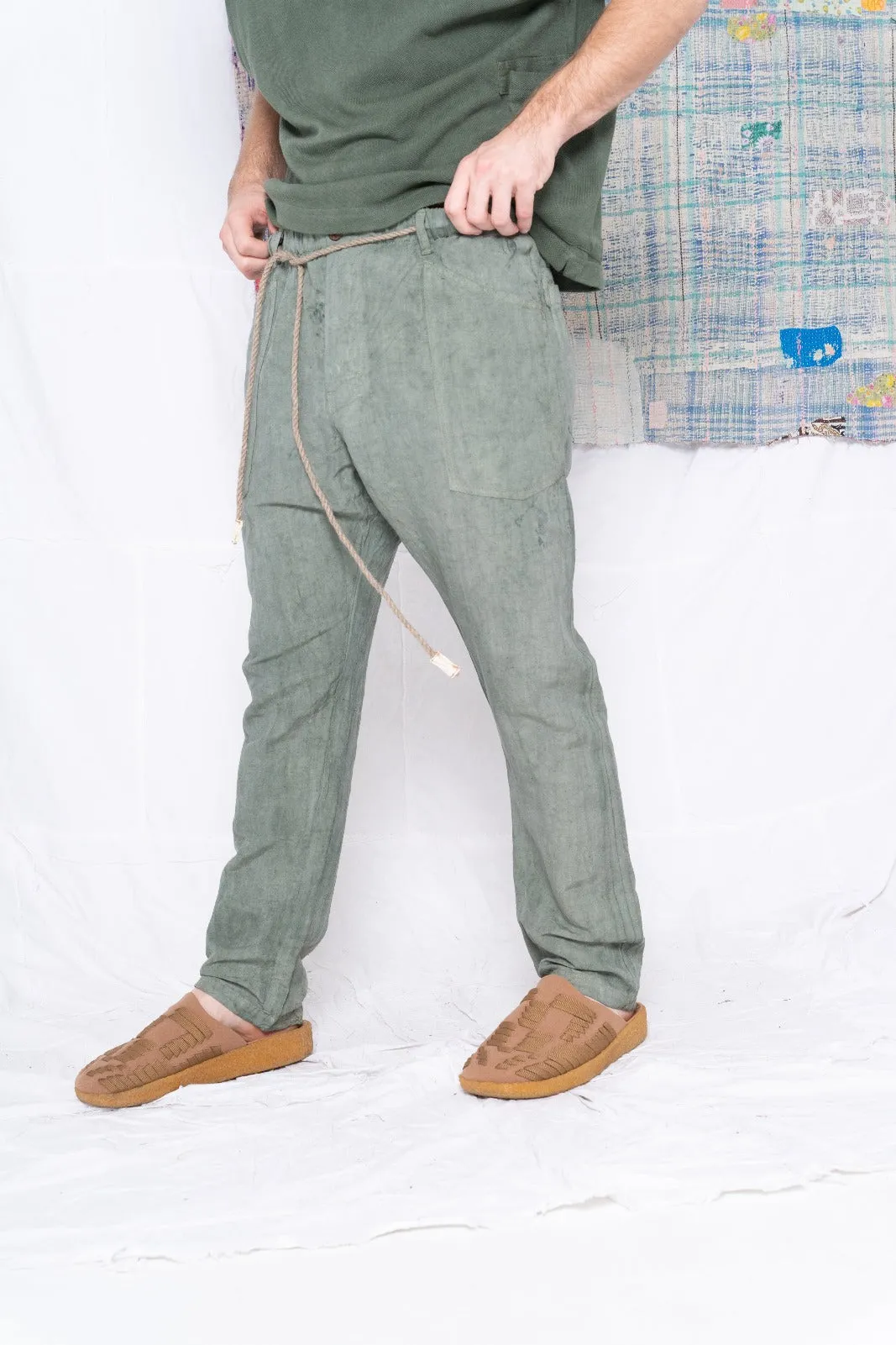 P38 Wild Silk & Hemp Uneven Dye Sea Green