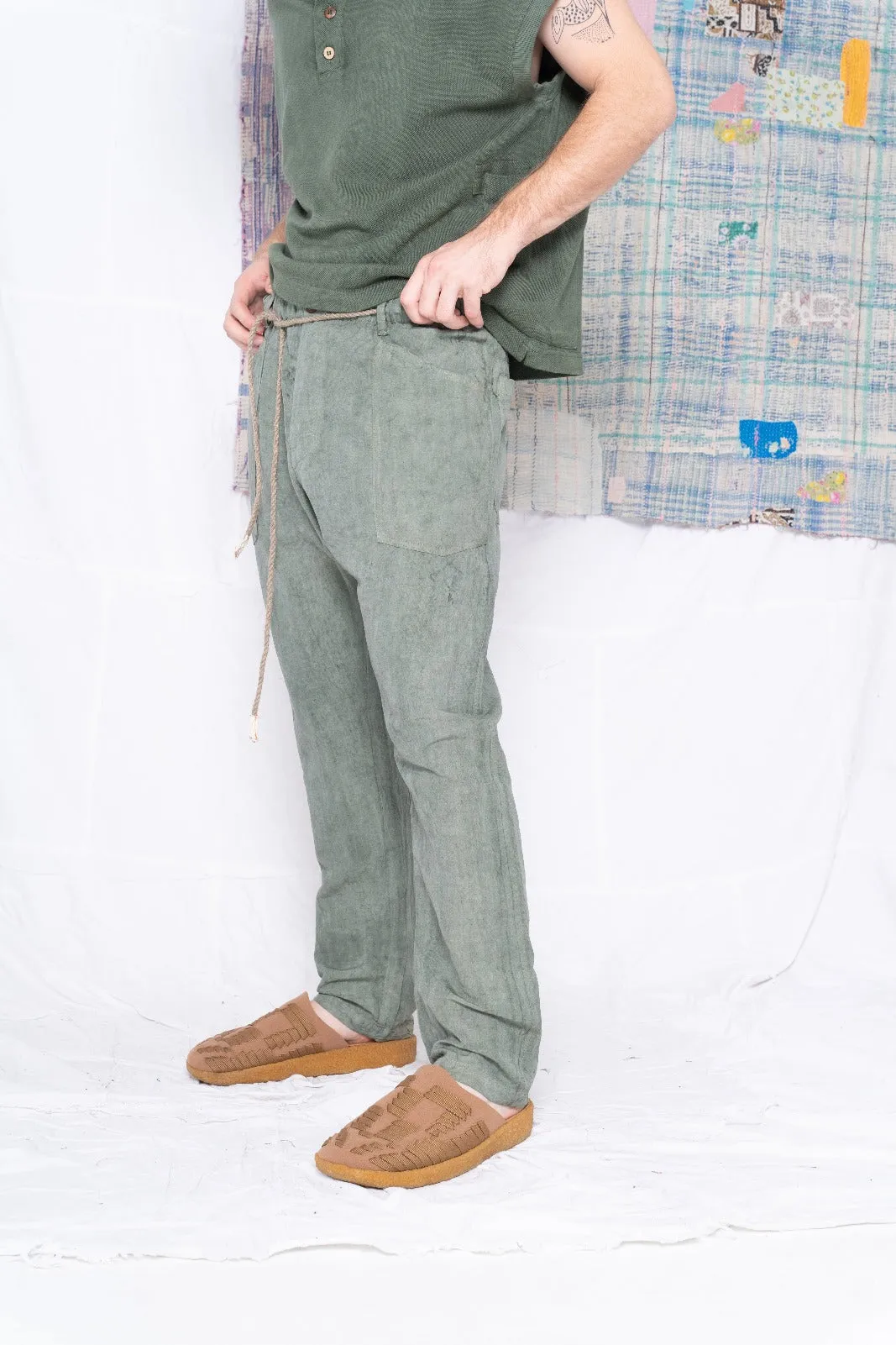 P38 Wild Silk & Hemp Uneven Dye Sea Green