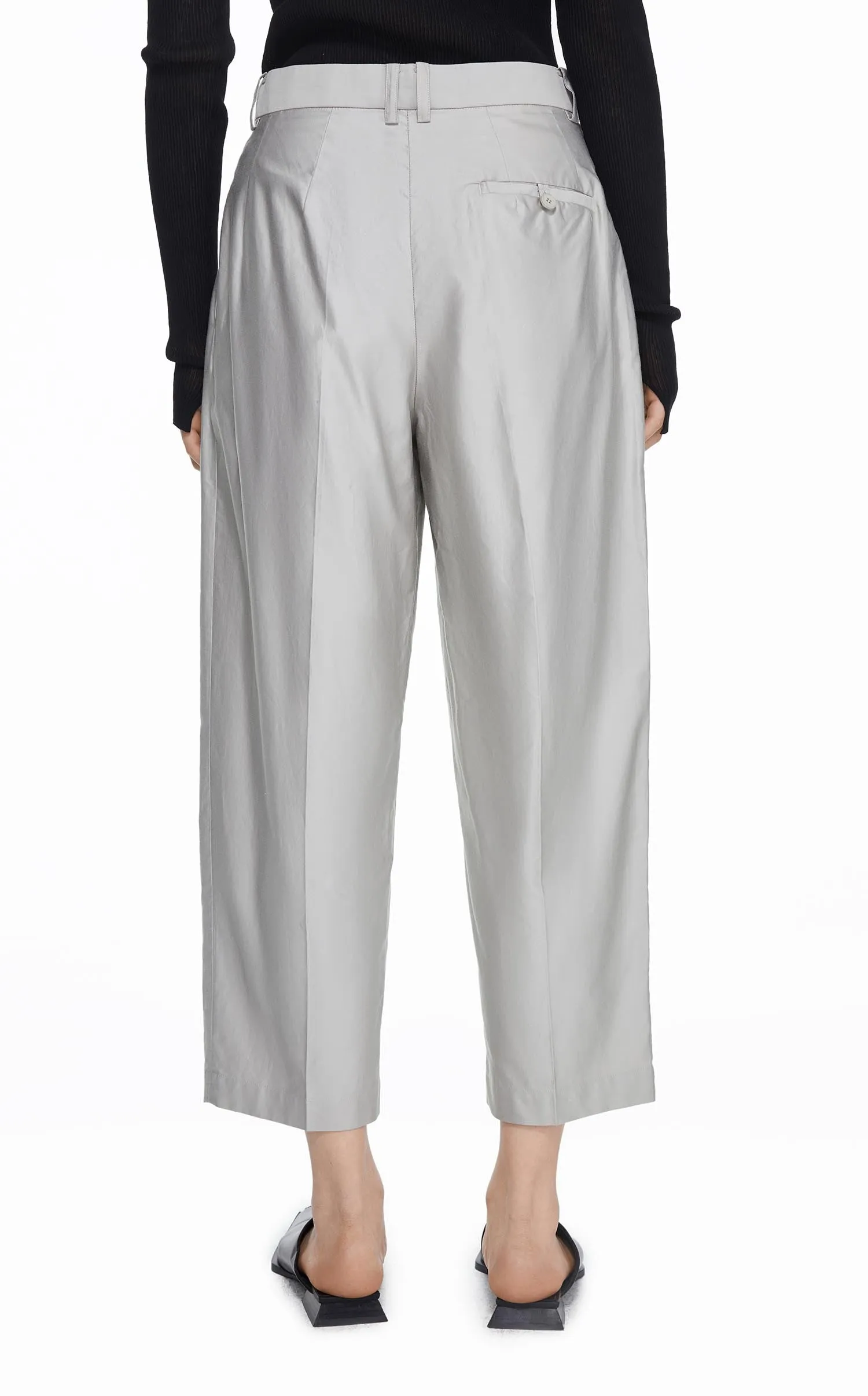 Pants / JNBY Solid Straight Cropped Pants (100% Cotton)
