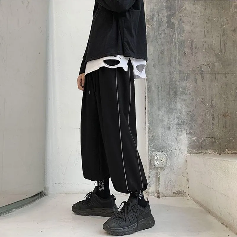 Pants Men's Loose Solid Color Wide Legs Tide Brand Casual Ninth Pants Youth Sports Pants