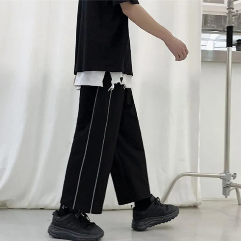 Pants Men's Loose Solid Color Wide Legs Tide Brand Casual Ninth Pants Youth Sports Pants