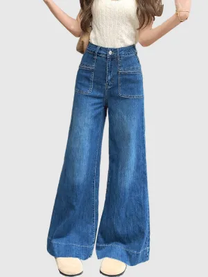 Patch Pocket Flared Denim
