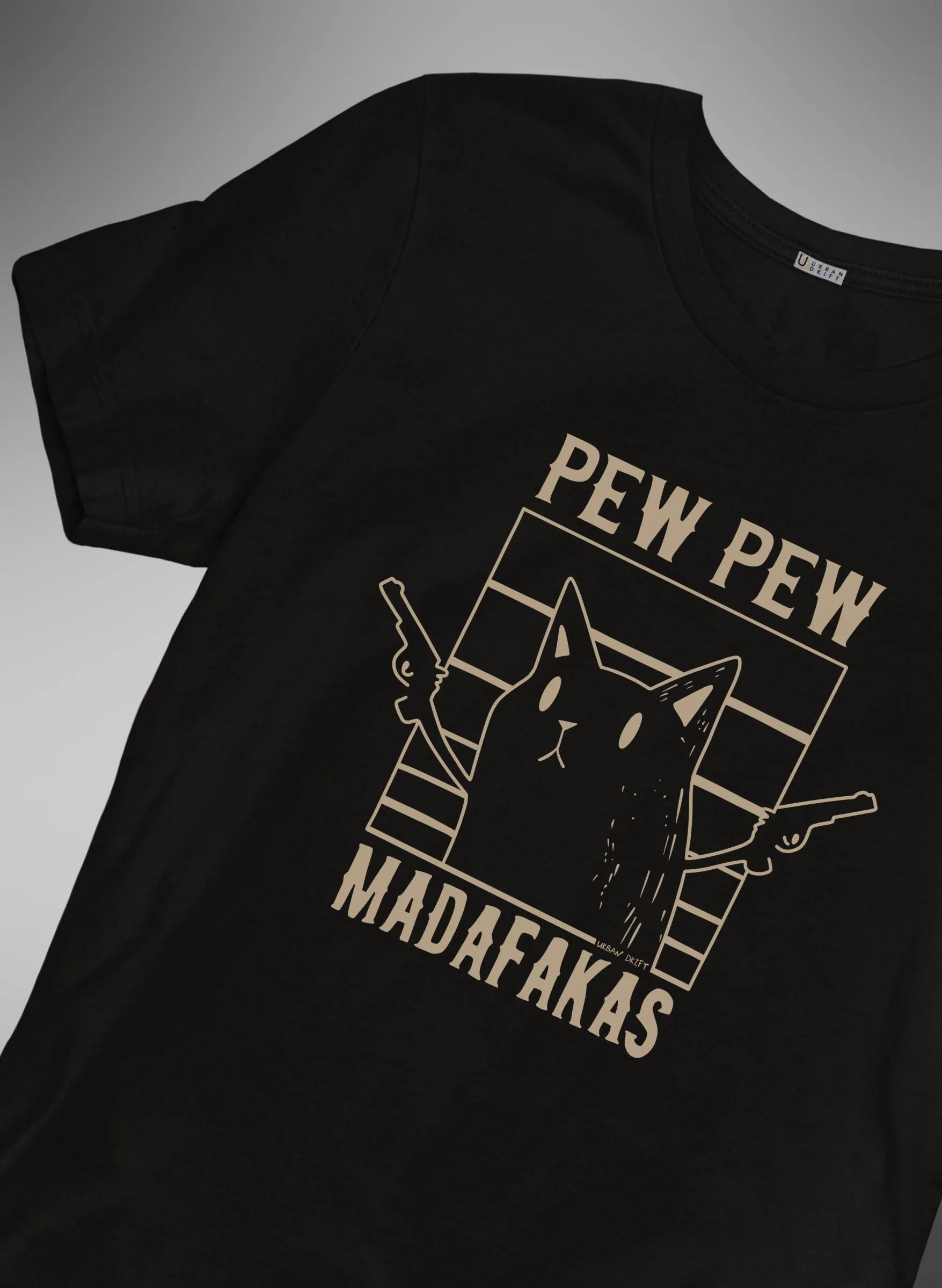 Pew Pew Black Half Sleeve T-Shirt