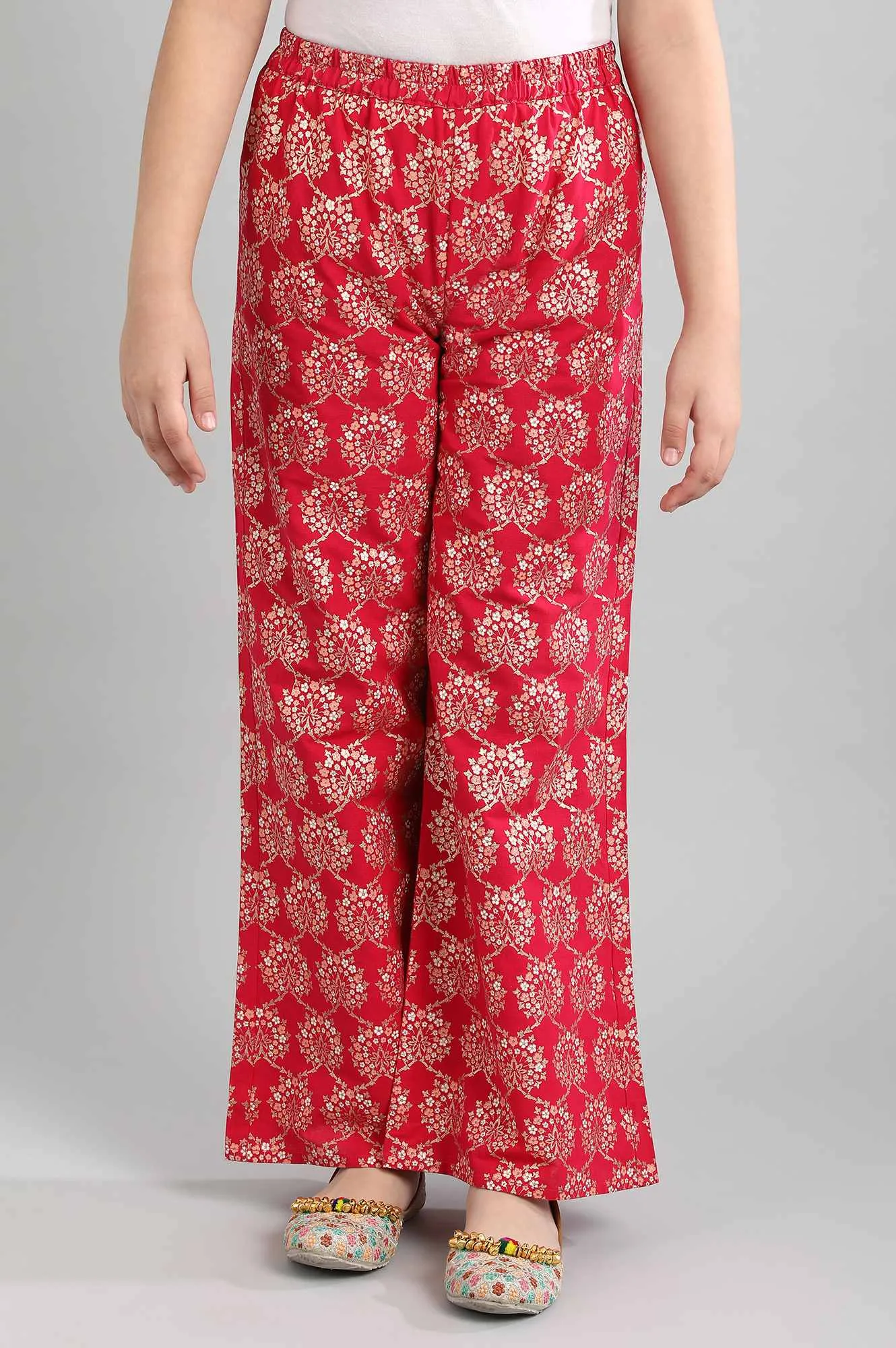 Pink Printed kurta- Palazzo-Dupatta Girls Set