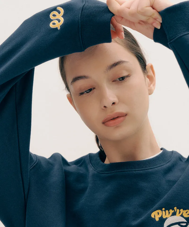 PIV'VEE Calivee Embroidery Sweatshirt - Ocean Navy