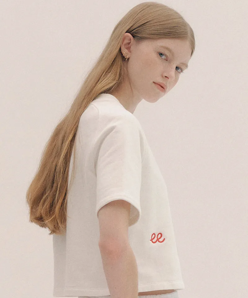 PIV'VEE ee Logo Half Sleeve Sweatshirt - Cloud White