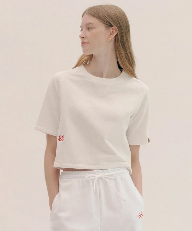 PIV'VEE ee Logo Half Sleeve Sweatshirt - Cloud White