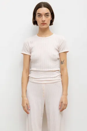 Pointelle Slim Fit Tee - Pink