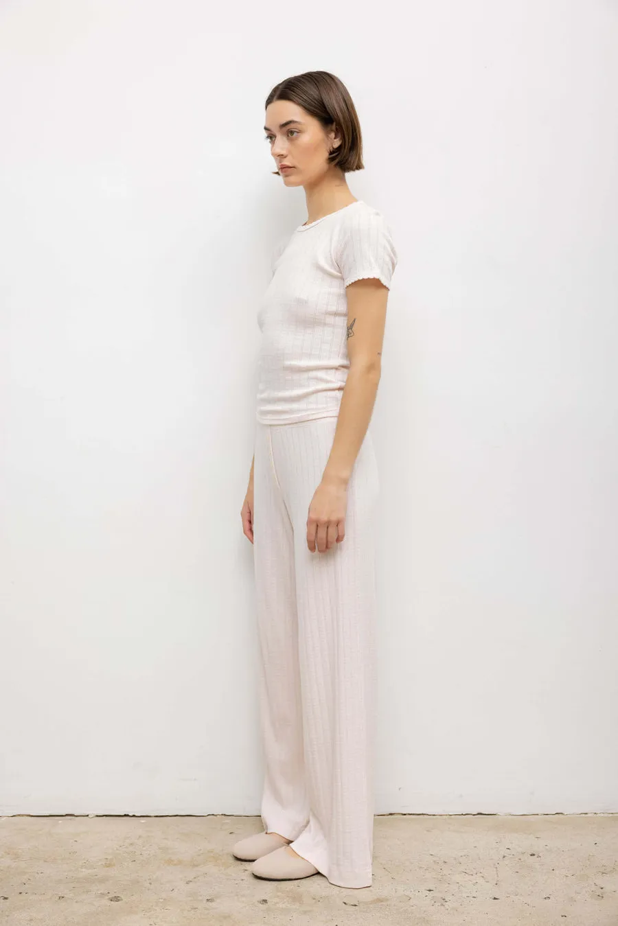 Pointelle Slim Fit Tee - Pink