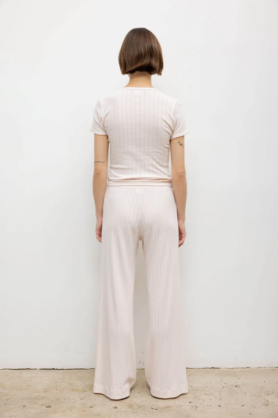 Pointelle Slim Fit Tee - Pink