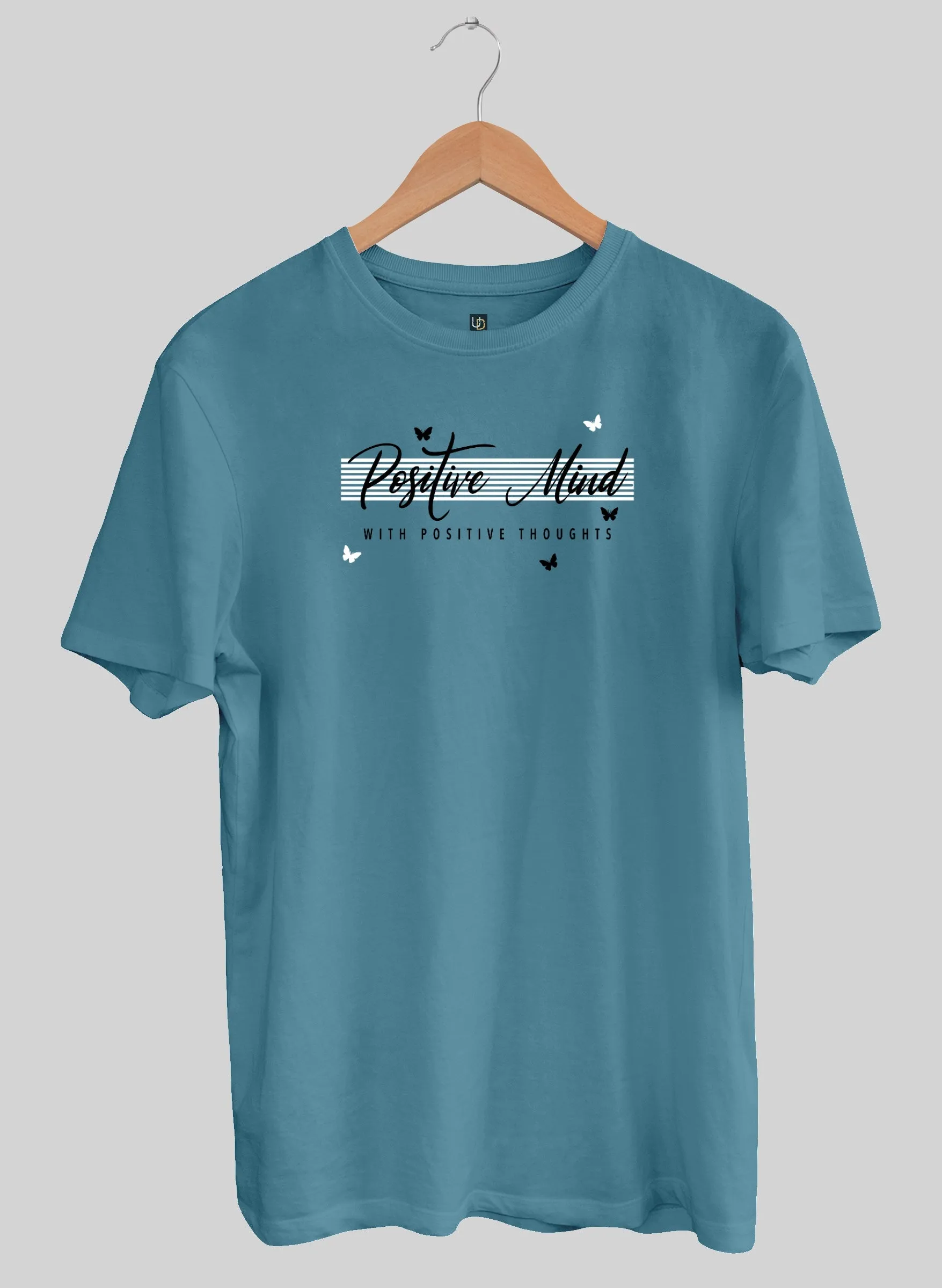 Positive Mind Aqua Blue Half Sleeve T-Shirt
