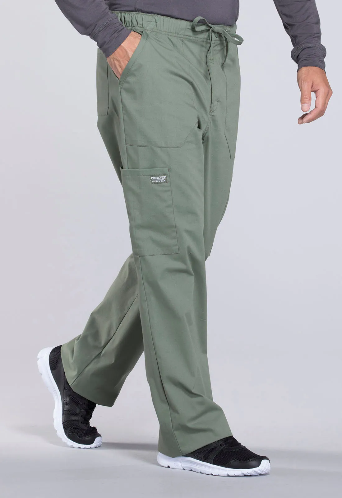 Professionals WW190 Men's Tapered Leg Fly Front Cargo Pants Olive