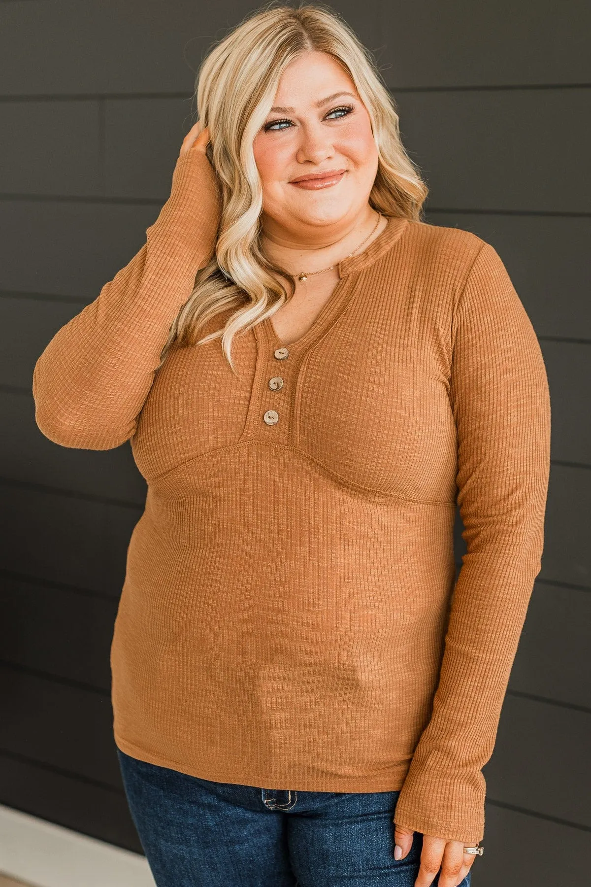 Pure Hearts Knit Top- Camel