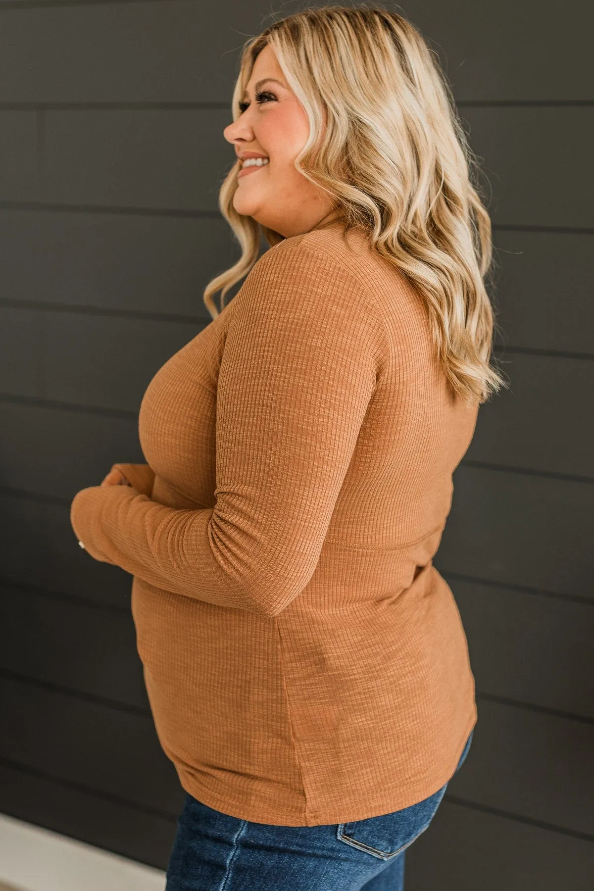 Pure Hearts Knit Top- Camel