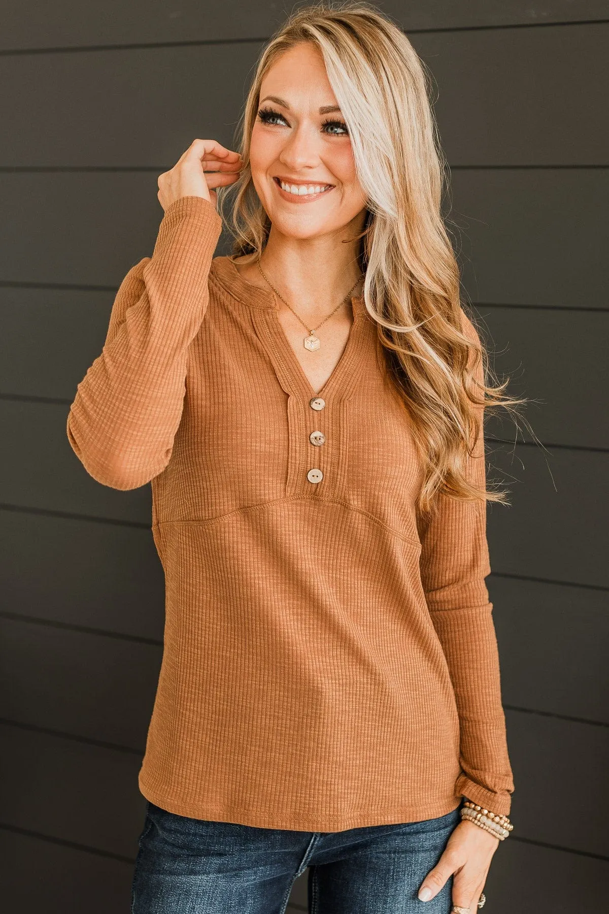 Pure Hearts Knit Top- Camel