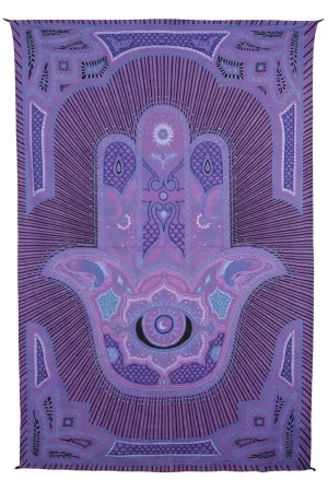 Purple Hamsa Hand Tapestry