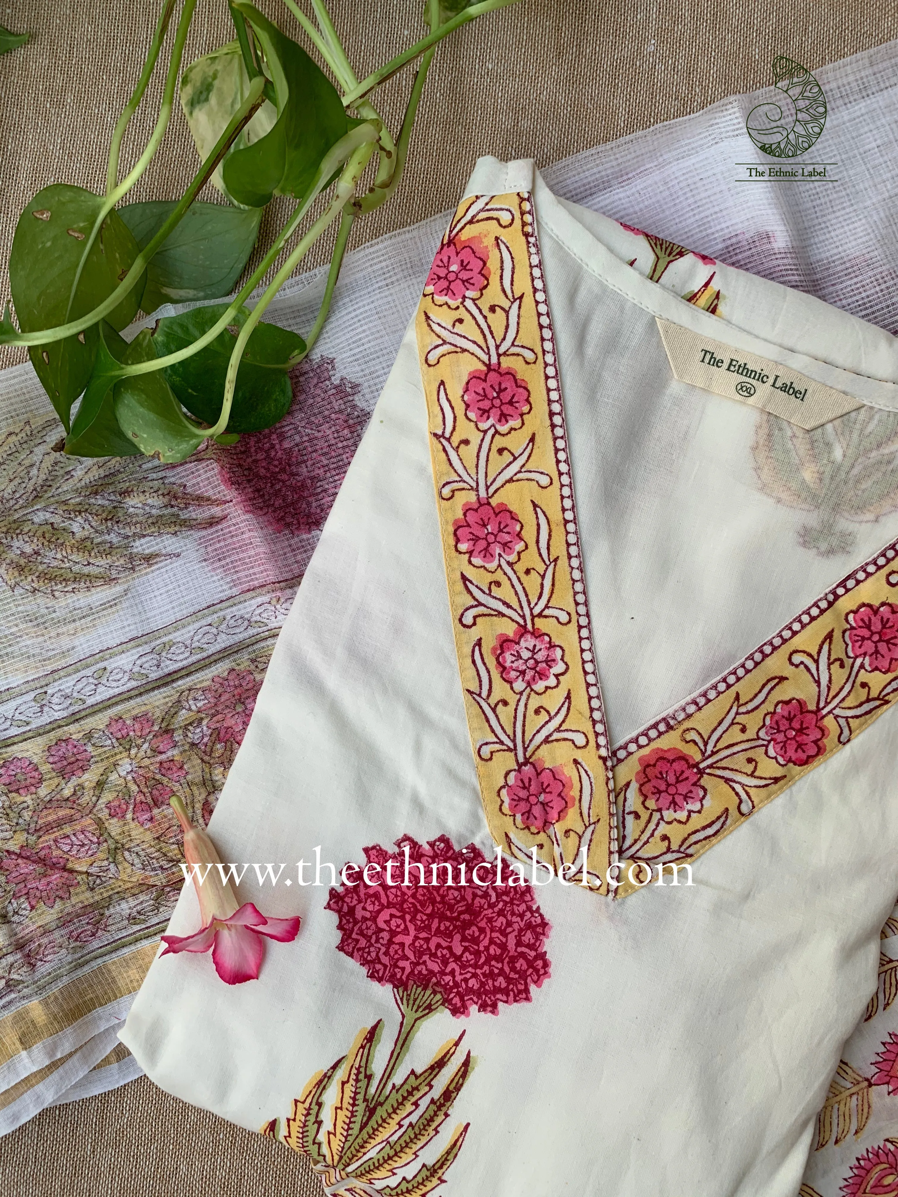 "Ayesha" Cotton Kurta Set with Kota Doria Dupatta(3pc)