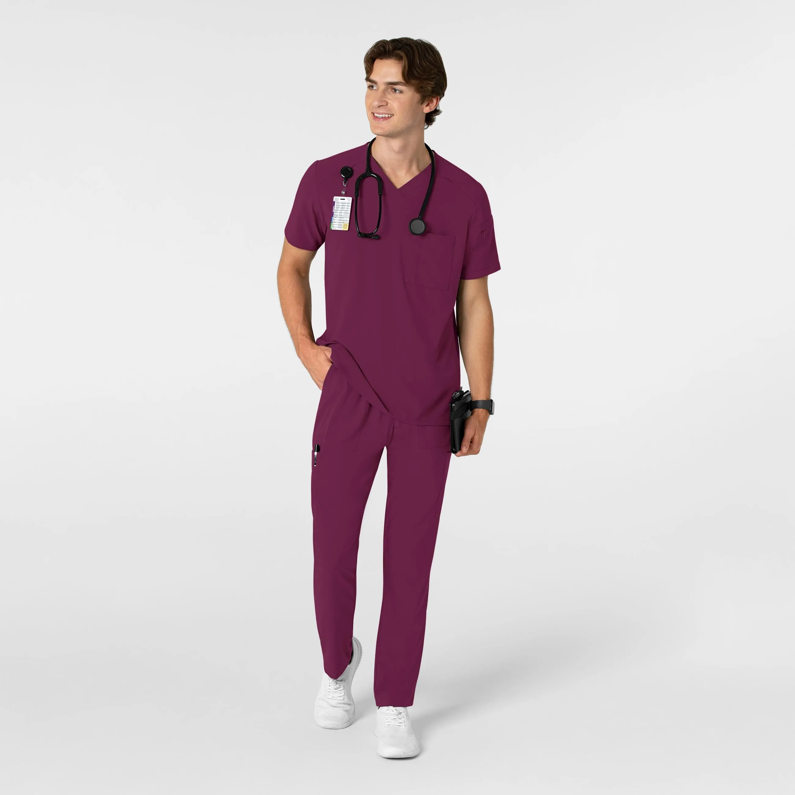 RENEW 5834 Men's Tapered Scrub Pants Wine