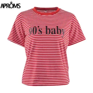 Retro Red White Stripe 90's Baby tee