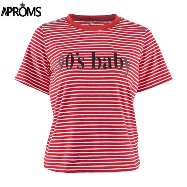 Retro Red White Stripe 90's Baby tee