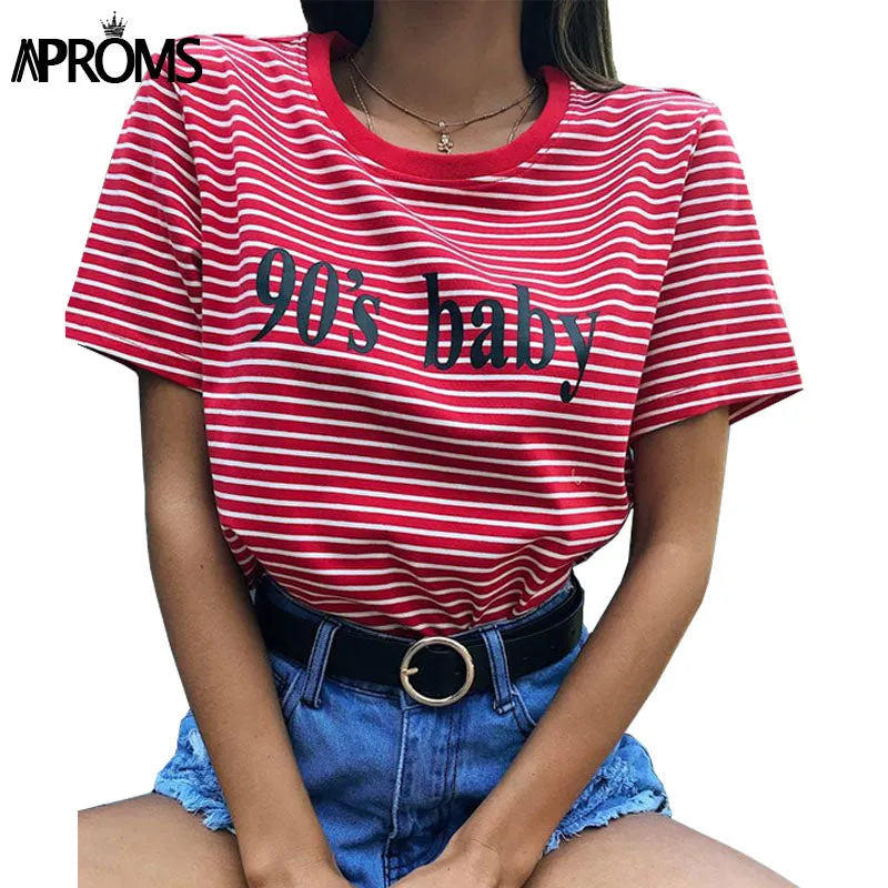 Retro Red White Stripe 90's Baby tee