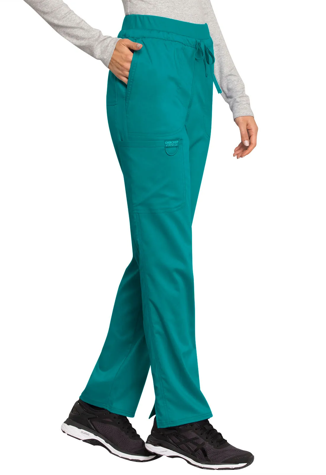 Revolution WW105 Mid Rise Tapered Leg Drawstring Pants Teal Blue