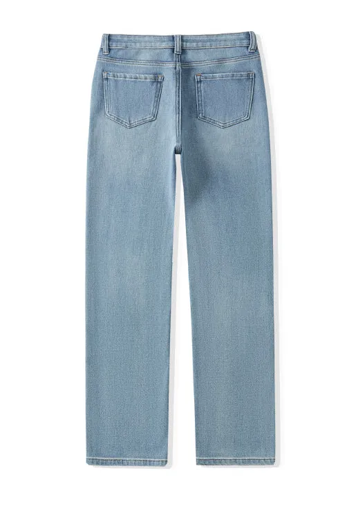 Ribbed Henley Top & High-Waisted Jeans Outfit