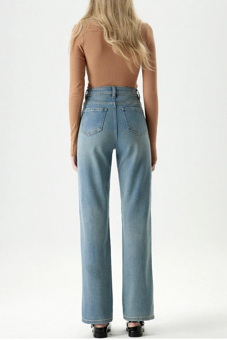Ribbed Henley Top & High-Waisted Jeans Outfit