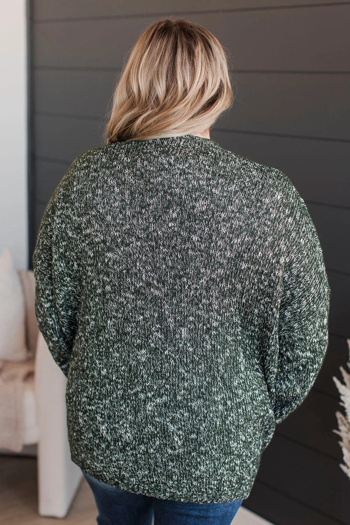 Right On Track Open Front Cardigan- Forest Green
