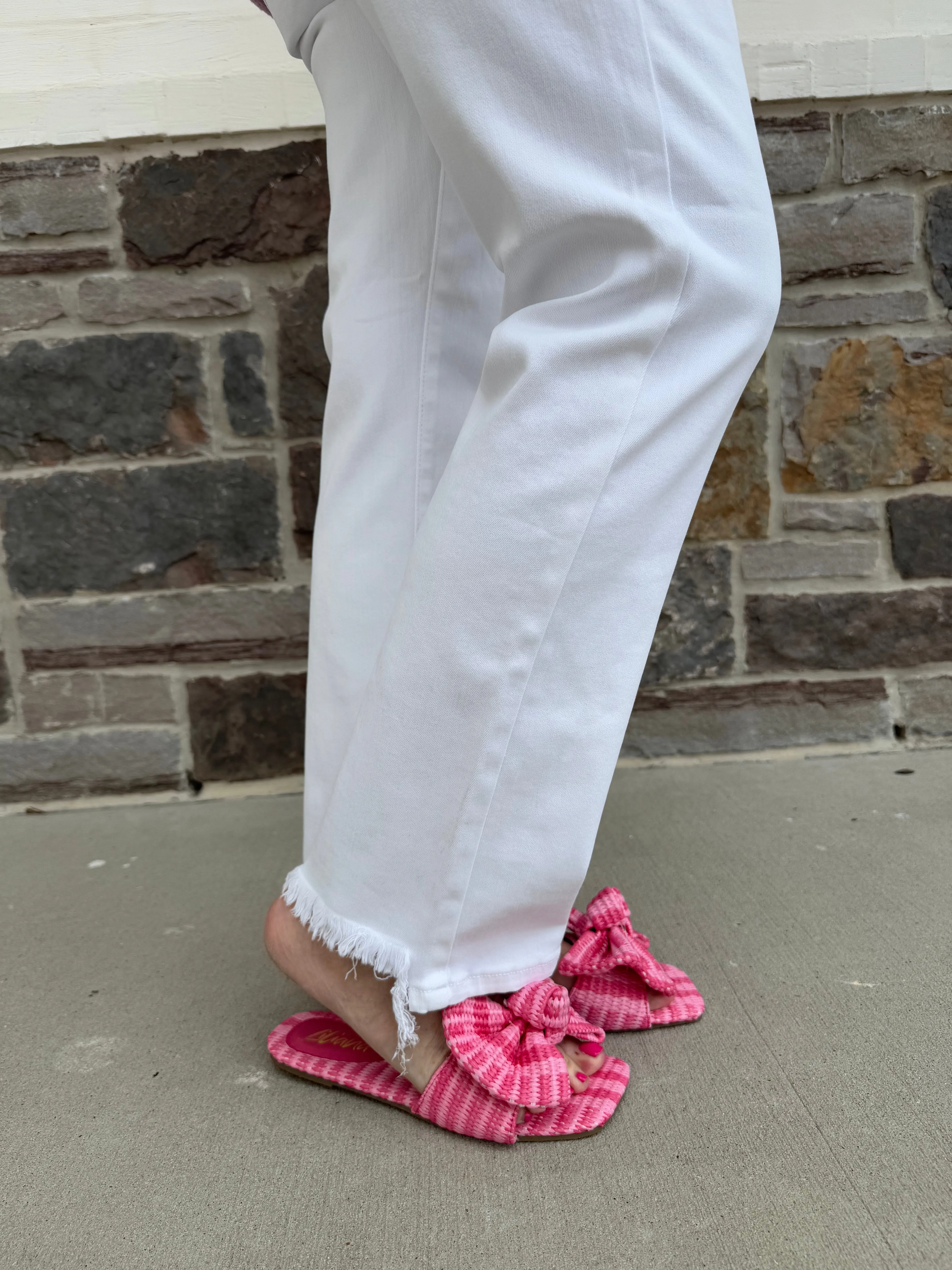 Risen: White High Rise Straight Pants
