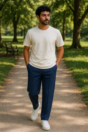 Royal Blue Stitch Trousers - Dark Blue